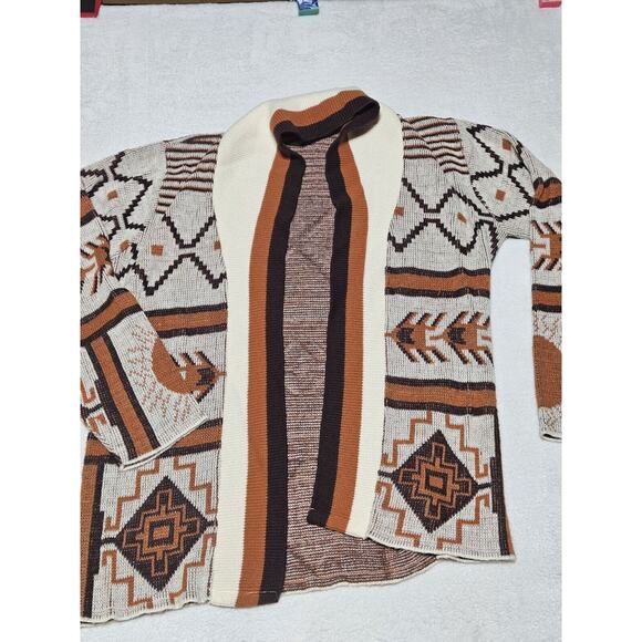 Fringes Southwest Aztec Cardigan Sweater Womens S Acrylic Fringe Native Navajo - Picture 1 of 8